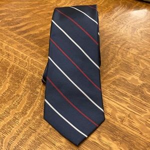 Lands’ End Blue Red White Striped Silk Necktie